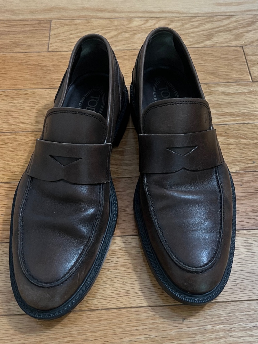 Tod's Dark Brown Leather Loafers, Size 9.5